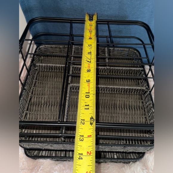 Mesa Black Woven Storage Basket Picnic Caddy Organizer - Picture 6 of 14